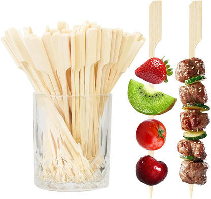 100PCS Cocktail Picks, Fancy Toothpicks for Appetizers, Decorative Skewers for Appetizers Drinks Party Fruit, 4.7 Inch Long Wooden Bamboo Gold Ball Food Sticks Charcuterie Boards Accessories