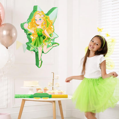 VioraWhite Fairy Piñata Princess Birthday Decorations Fairy Party Piñata Set with Stick and Blindfold for Girls Kids Butterfly Birthday Party Game Decorations Supplies