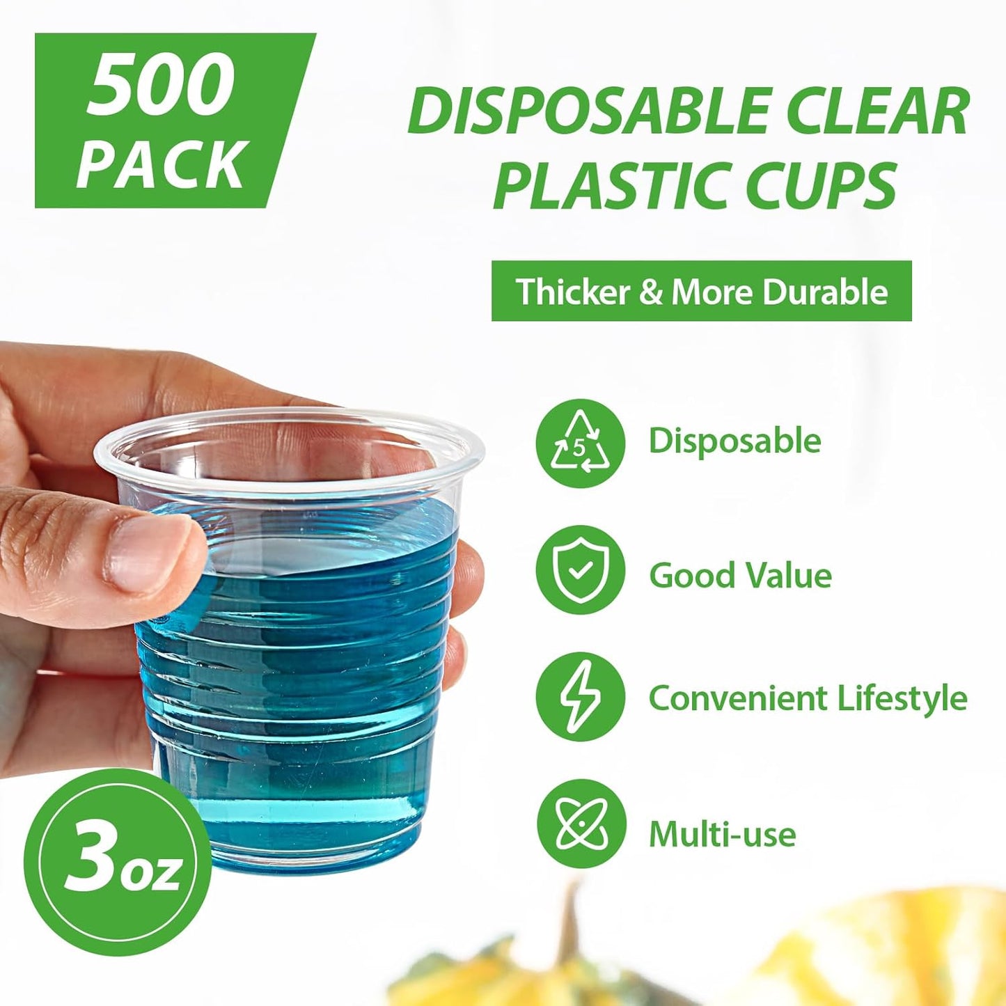 Lilymicky 500 Pack 9 oz Clear Plastic Cups, Disposable Drinking Cups, Plastic Party Cups for Birthday Parties, Picnics, Ceremonies, and Any Events