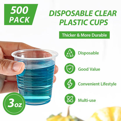 Lilymicky 500 Pack 9 oz Clear Plastic Cups, Disposable Drinking Cups, Plastic Party Cups for Birthday Parties, Picnics, Ceremonies, and Any Events