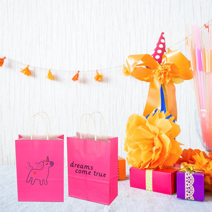 BLEWINDZ 32 Pieces Gift Bags with 32 Tissues, 8 Colors Party Favor Bags with Handles, Rainbow Gift Bag for Wedding, Birthday, Party Supplies and Gifts