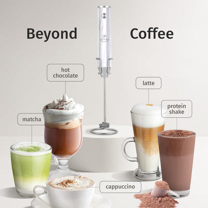 Zulay Kitchen Powerful Milk Frother Wand With Duracell Batteries - Ultra Fast Handheld Drink Mixer - Electric Whisk Foam Maker for Coffee, Lattes, Cappuccino & Matcha - Z1 Motor - Black - Colors A