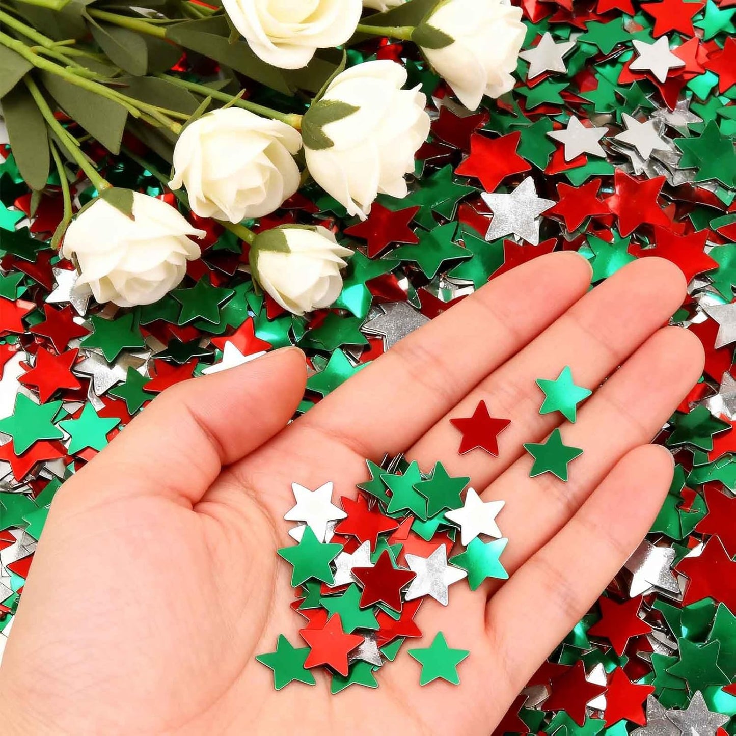 Rainbow Star Metallic Foil Confetti 8000 Pcs Shiny Star Table Confetti for Fill Balloon Wedding Graduation Party Decorations,60g of pack