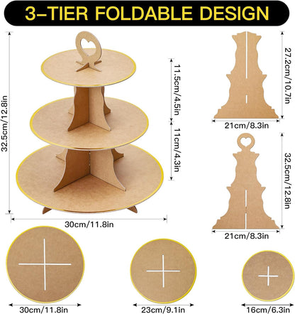 Soleebee 3-Tier Round Cupcake Stand, Cardboard Cupcake Tower, Dessert Cup Cake Stand Tower for Birthday Wedding Party Decoration, Cupcake Tier Stand 1 Set (Hot Pink)