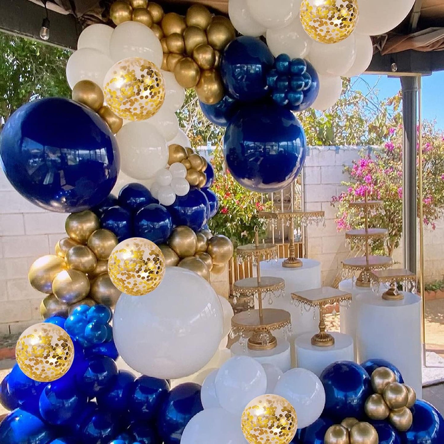 Zesliwy Navy Blue Silver Balloons Garland Kit, Navy Blue White Silver Confetti Balloons Arch Kit for Birthday Party Bridal Shower Wedding Graduation Class of 2025 Prom Decorations……