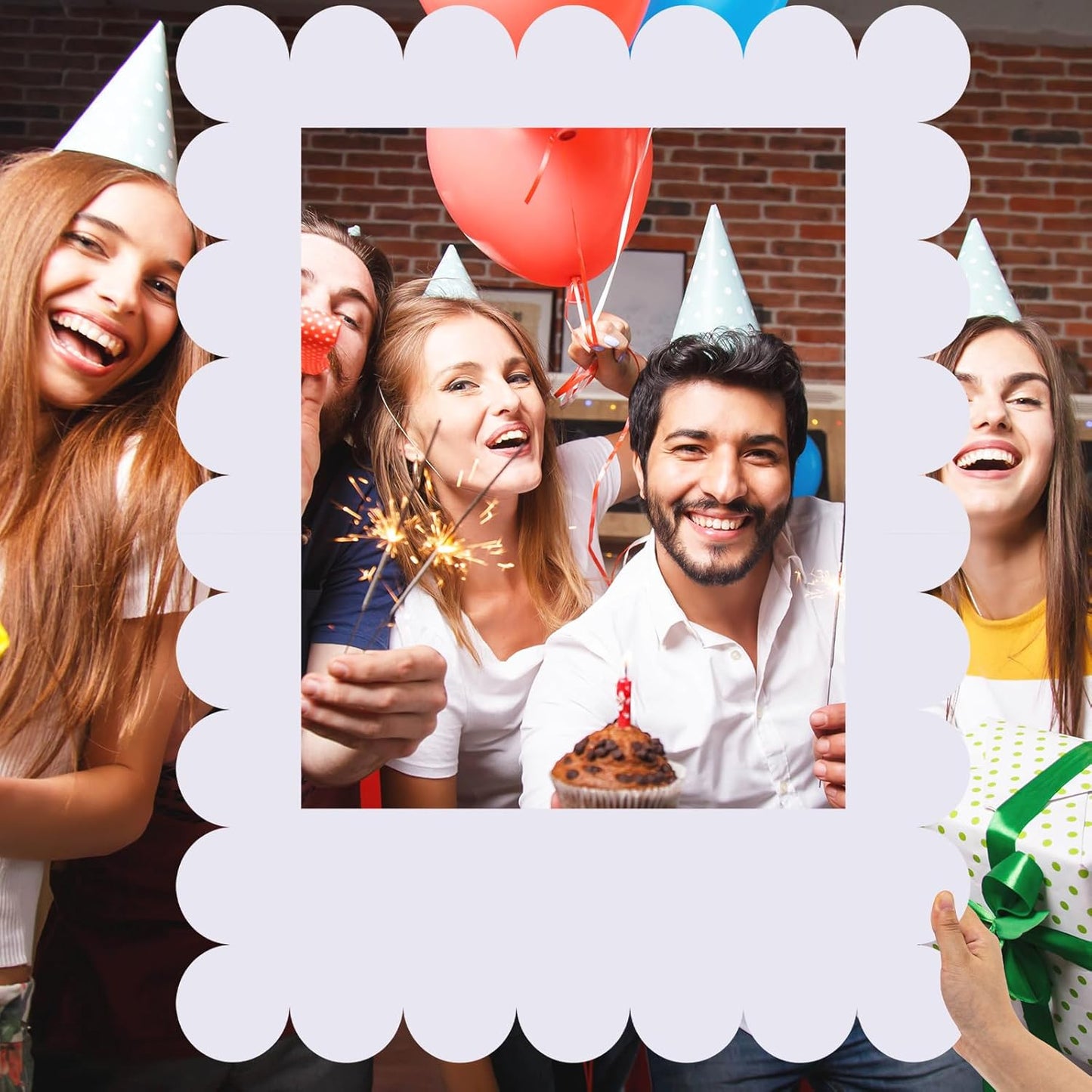 Beeveer 32 x 24 Inch Photo Booth Selfie Frame Prop Booth for Birthday Event Parties Large Blank DIY Cutout Props for Funny Decoration Christmas, Holiday Supplies
