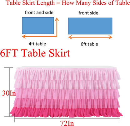 Pastel Rainbow Table Skirt Ruffle Party Tablecloth for Rectangle Table 6ft Birthday Party Baby Shower