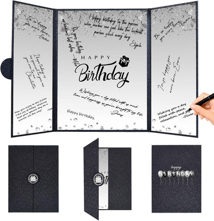 Crenics Black and White Birthday Decorations Women Men, Creative Birthday Guest Signature Book Alternative 18" x 12", Great Party Gifts for Girls or Boys