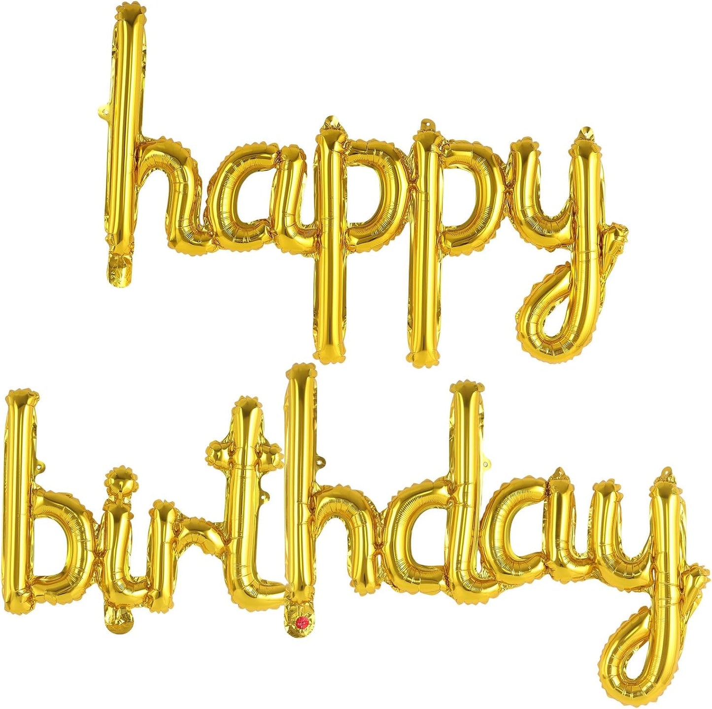 Happy Birthday Balloons Banner Foil Letters Balloons Connected, Personalized Birthday Signs for Women Men Boys Girls Birthday Party Decorations, Small Gold