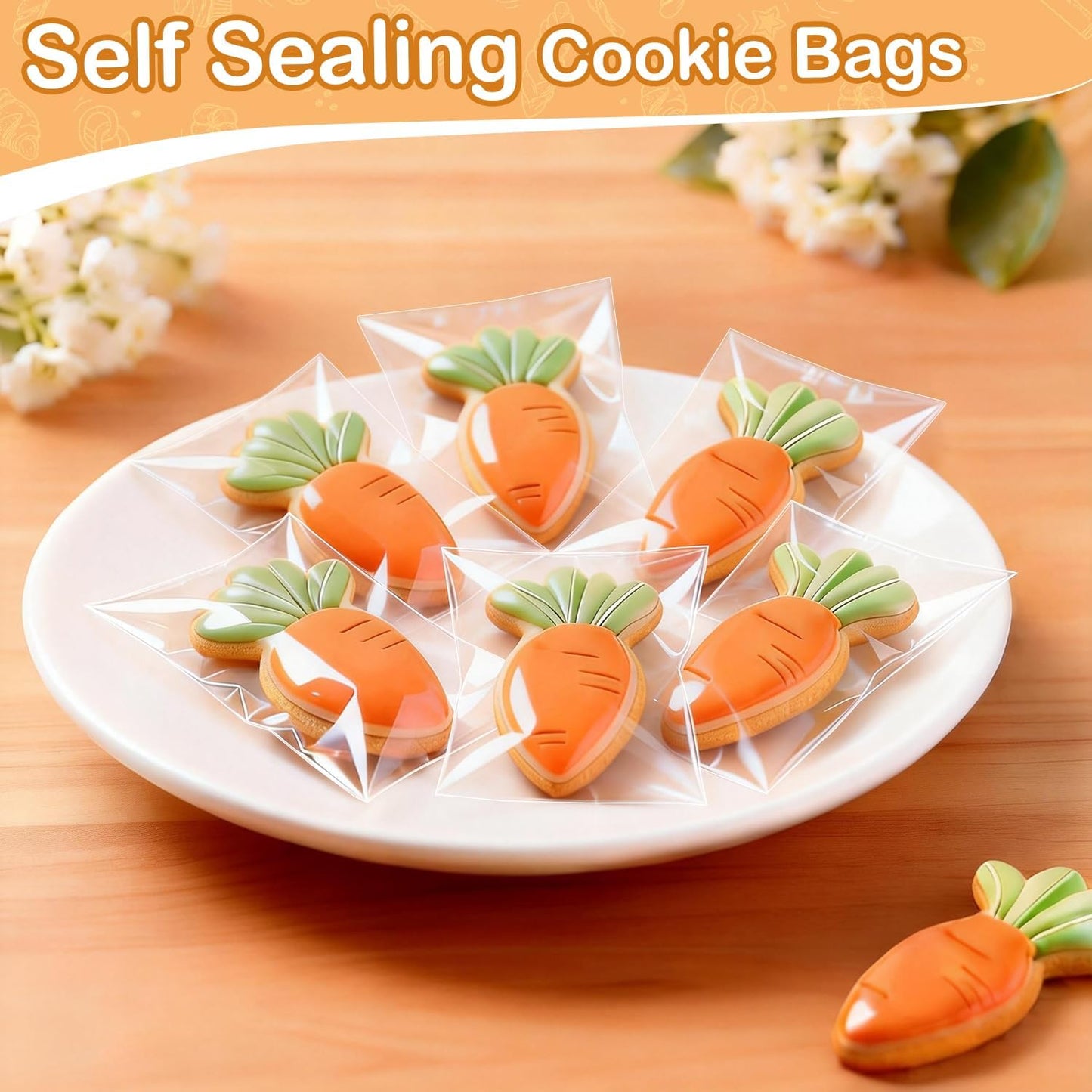 PigPotParty Cookie Bags 4''x 6", 100 Pcs Self Sealing Cellophane Treat Bags, Small Clear Plastic Goodie Bag for Gift, Snack, Party Favor, Candy