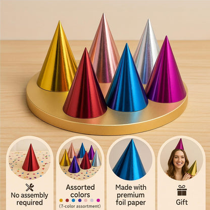 Pre-Assembled Pastel Party Hats for Kids, Birthday Party Hats for Adults
