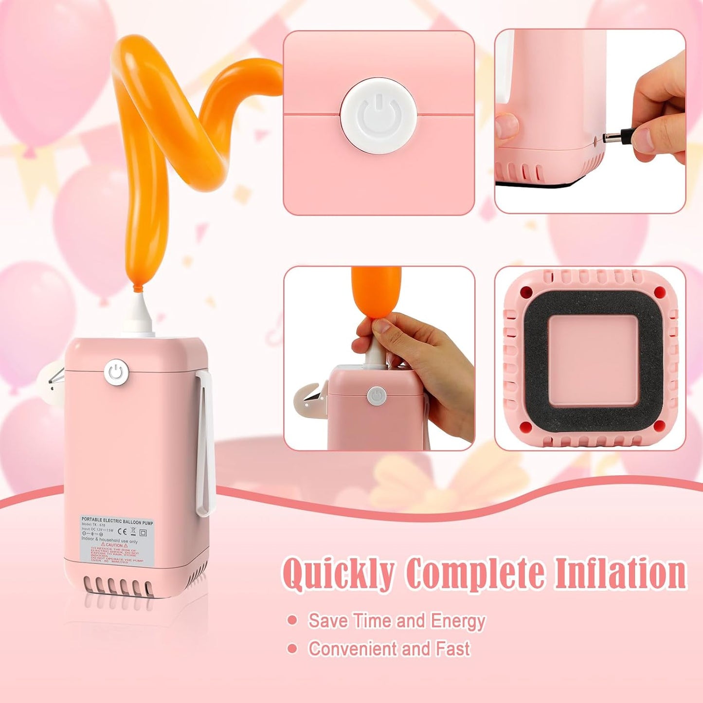 Ball Pump Balloon Pumps Electric, Balloon Pump Portable Long Animal Balloon Pump, Electric Blower Machine Inflator Basketball Pump 260 Balloon Pump for Party/Wedding/Birthday Decorations