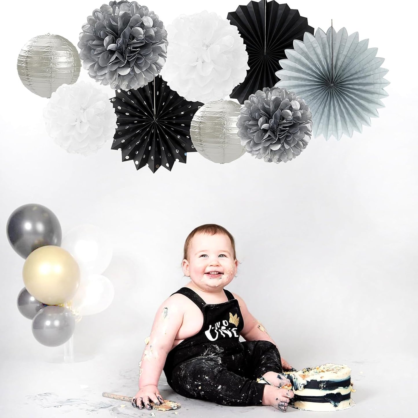 Champagne-Gold Beige Fall Baby-Shower Party-Decorations - 36pcs Welcome Home Banner Sign,Neutral Paper Lanterns,Girl Streamers Garland,Boho Hanging Tissue Pom Poms Flowers Fans Backdrop Decor Burgleda