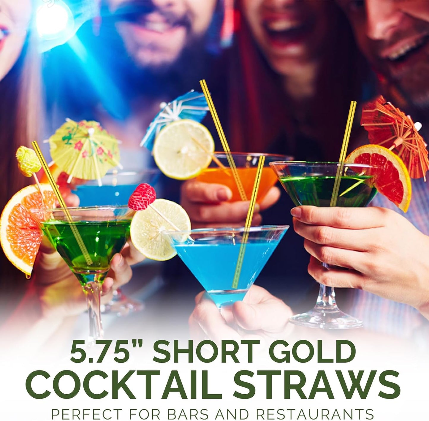 5.75 inch Orange Paper Cocktail Straws, Short Disposable Drinking Straws 500 Counts, Unwrapped - Compostable