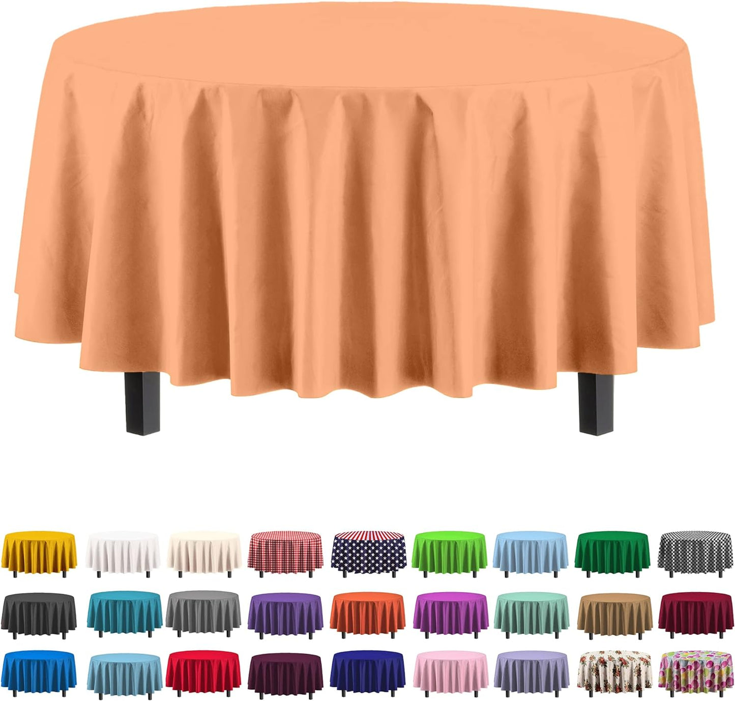 12-Pack Premium Plastic Tablecloth 54in. x 108in. Rectangle Table Cover - Dark Blue - Colors A