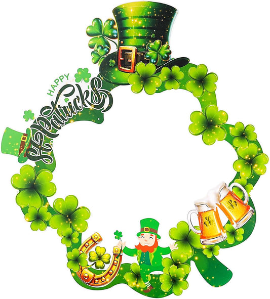 St Patrick's Day Photo Booth Frame, Green Shamrock Selfie Photo Props, Irish Clover Party Photography Decoration Supplies