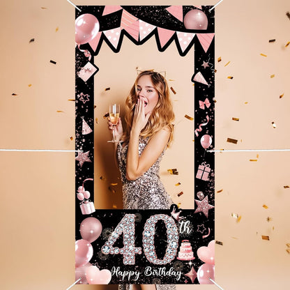 Pink 80th Birthday Neon Photography Banner Backdrop Glow Party Disco Dance Neon Theme Birthday Banner Photo Frame Props Props Selfie Background Face Cutout Photo Props Decoration