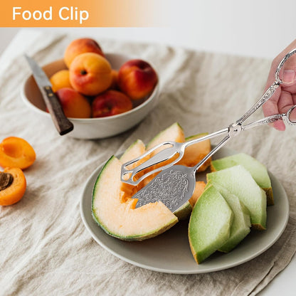 Gold Serving Tongs, Zinc Alloy Bread Clip Salad Pastry Food Tongs Lightweight Cake Astry Tong Kitchen Serving Clip for Serving Food Bread Cake, 23cm/9.1inx5cm/2.0in (1PCS, Gold)