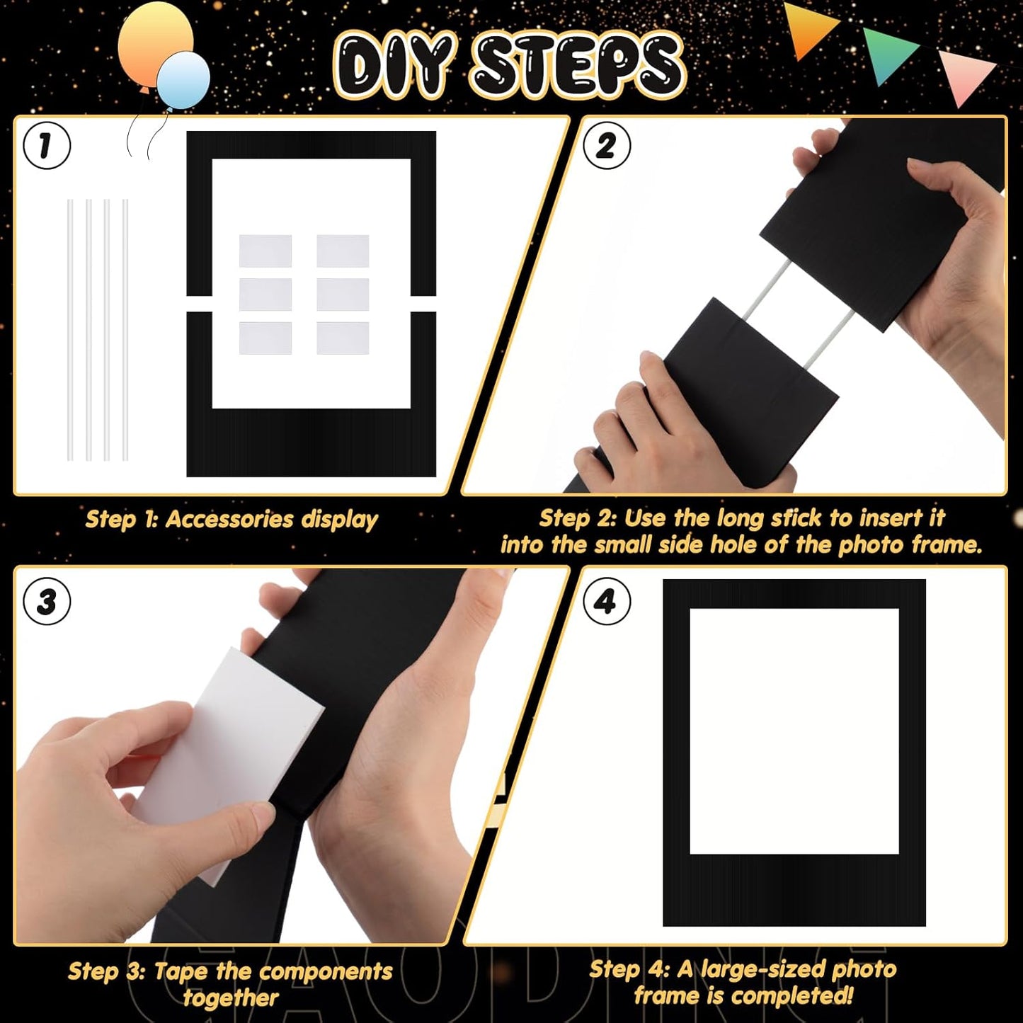 Beeveer 32 x 24 Inch Photo Booth Selfie Frame Prop Booth for Birthday Event Parties Large Blank DIY Cutout Props for Funny Decoration Christmas, Holiday Supplies