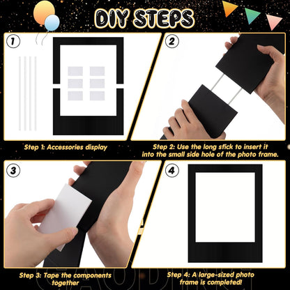Beeveer 32 x 24 Inch Photo Booth Selfie Frame Prop Booth for Birthday Event Parties Large Blank DIY Cutout Props for Funny Decoration Christmas, Holiday Supplies