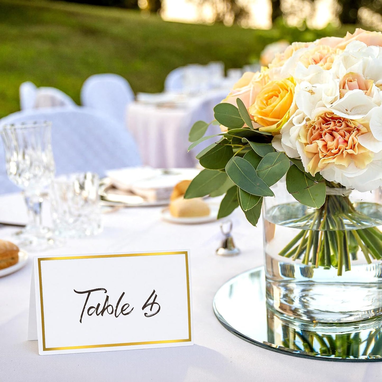 cobee 50Pcs Table Name Cards, Place Card for Table Setting, Place Cards with Gold Foil Food Labels for Party Buffet, Wedding Places for Weddings, Banquets Dinner Parties