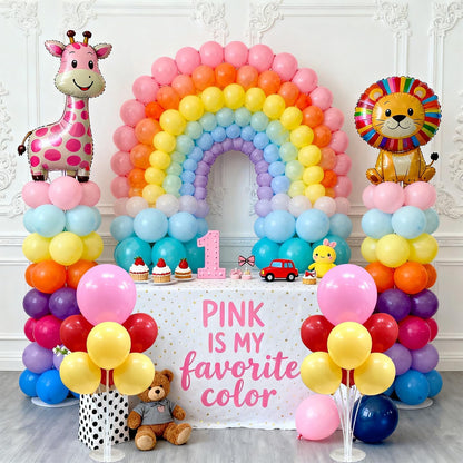 Balloon Column Kit Set of 2, 2 Set Balloon Table Stands, 6.56 Ft Reusable Metal Telescopic Balloon Tower for Birthday Wedding Holiday Party Supplies Decoration