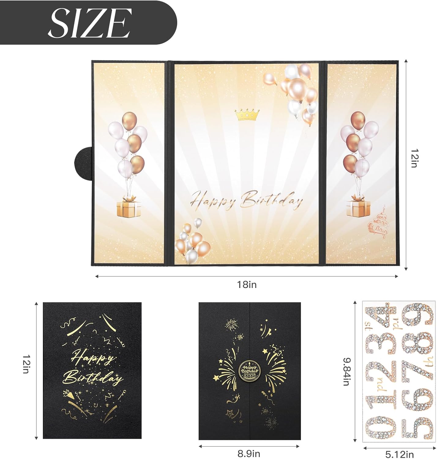 Rose Gold Birthday Party Decorations,18" x 12" Creative Birthday Decorations Guest Sign in Book Alternative, for Men and Women of All Ages, Happy Birthday Party Supplies