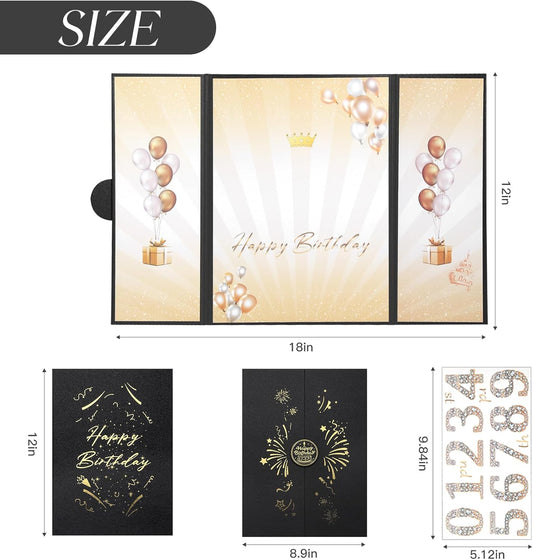 Rose Gold Birthday Party Decorations,18" x 12" Creative Birthday Decorations Guest Sign in Book Alternative, for Men and Women of All Ages, Happy Birthday Party Supplies