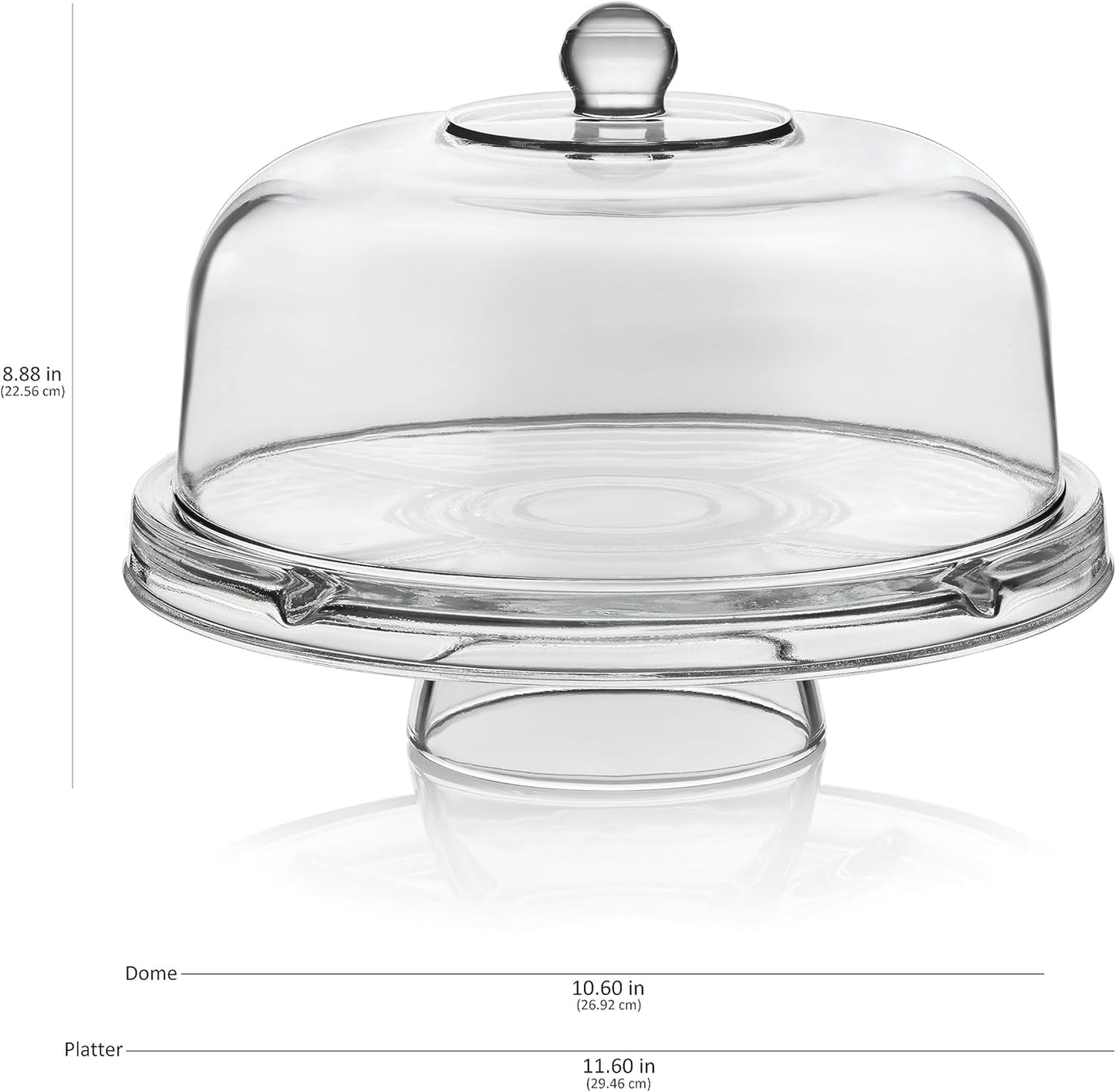 Libbey Selene Glass Cake Stand with Dome Lid, Elegant Curved Footed, Covered Cake Stand, Versatile Serving Dish for Variety of Desserts and More