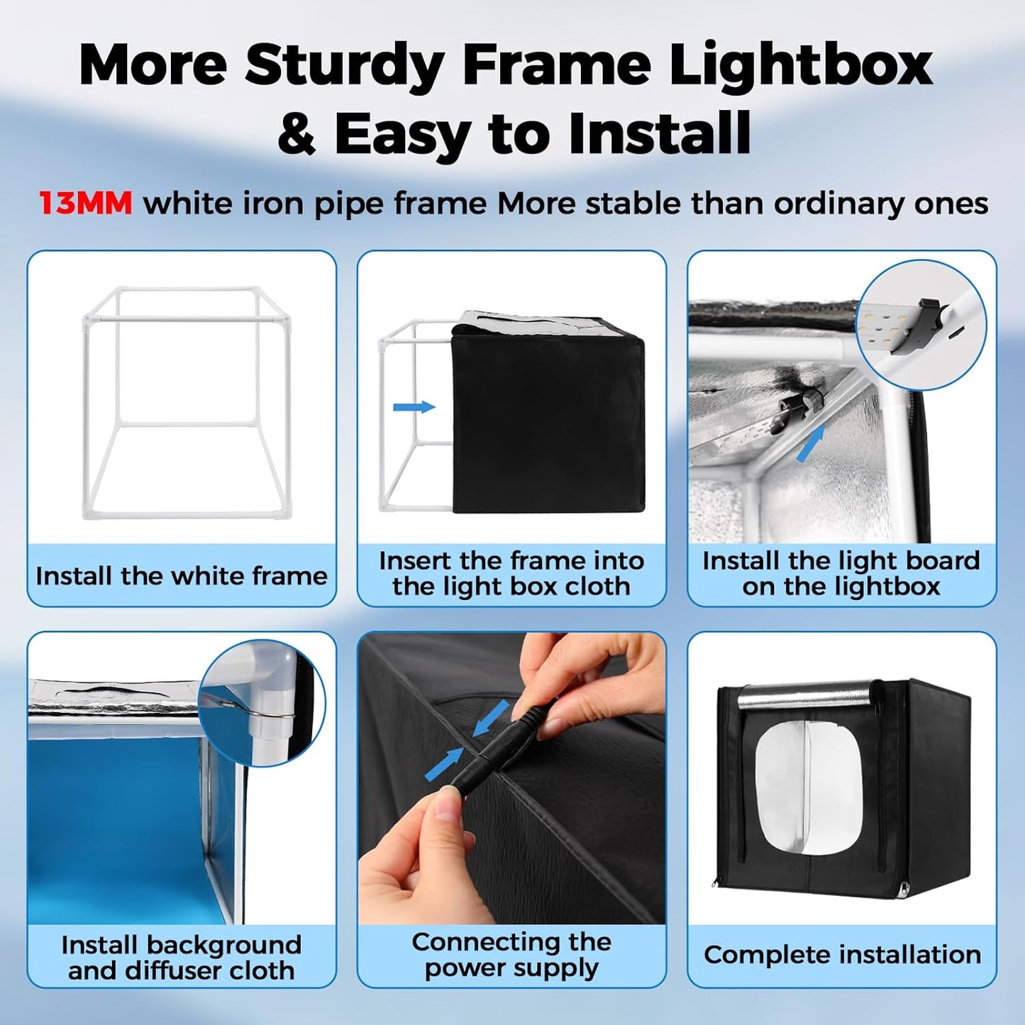 Photo Light Box, 12/16/20/24/32 Inch Photography Light Box with CRI>95 120 Light Beads. Dimmable Shooting Tent Kit with White and Warm Light. 6 Color Backdrops Photo Booth for Studio Products Display