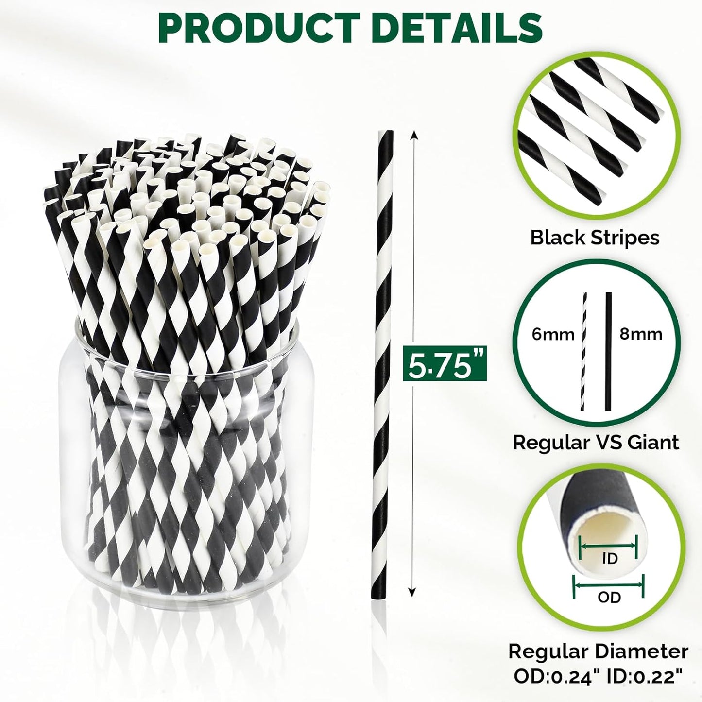 5.75 inch Orange Paper Cocktail Straws, Short Disposable Drinking Straws 500 Counts, Unwrapped - Compostable