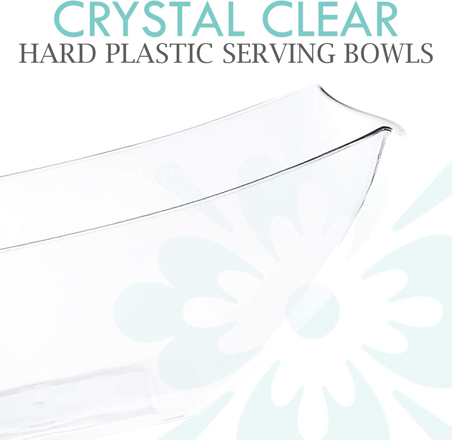 PLASTICPRO Disposable 64 ounce Square Serving Bowls, Party Snack or Salad Bowl, Large Plastic Elegant White Pack of 4