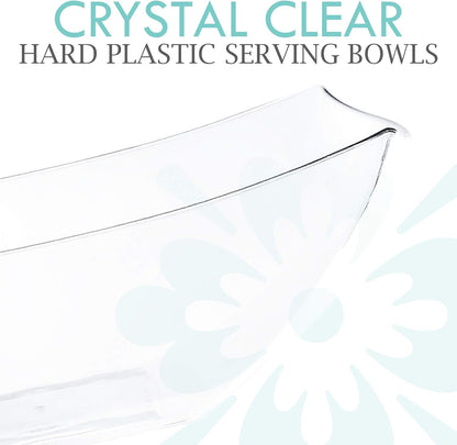 PLASTICPRO Disposable 64 ounce Square Serving Bowls, Party Snack or Salad Bowl, Large Plastic Elegant White Pack of 4