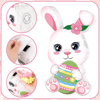 Easter Bunny Pinata Funny Bunny Egg Pinata with Blindfold & Stick for Birthday Decorations Easter Party Supplies Spring Decorations