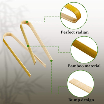 Patelai 90 Pieces Mini Bamboo Tongs Long Toast Tongs Disposable Wooden Cooking Bamboo Cooking Utensils for Toast Bread Pickles Tea Toaster Supplies (4 Inch)