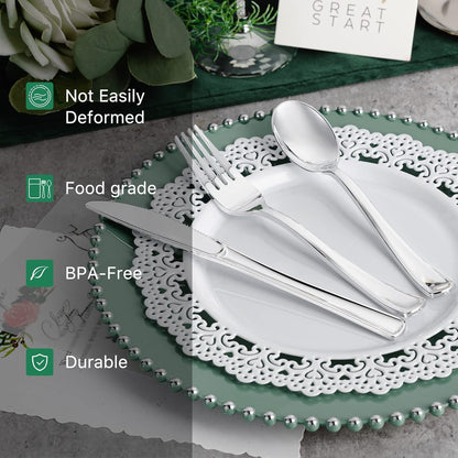 N9R 200 PCS Gold Plastic Silverware - Disposable Gold Plastic Silverware Cutlery Set, 100 Forks, 50 Spoons, 50 Knives for Party, Birthday, Wedding