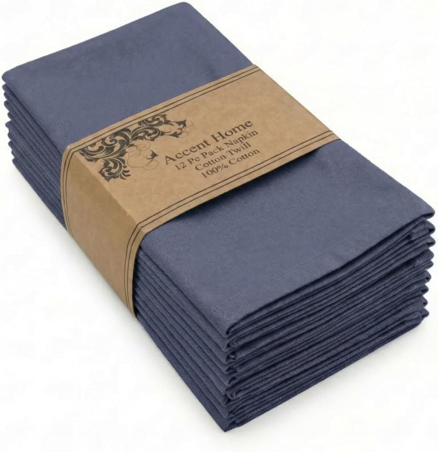 ACCENTHOME Natural Cotton Linen Napkin Set of 12 18x18 inch Dinner Napkins - Washable Soft Premium Hotel Quality Reusable Hemmed Edges Napkins Perfect Table Linens for Family Dinners, Weddings