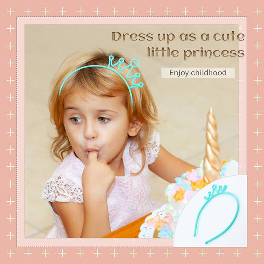 Dizila 12 Pack/6 Pairs Candy Color Plastic Crown Headbands with Tiny Teeth Hair Hoops Bands Clasps Birthday Party Decoration Tiaras Hair Accessories