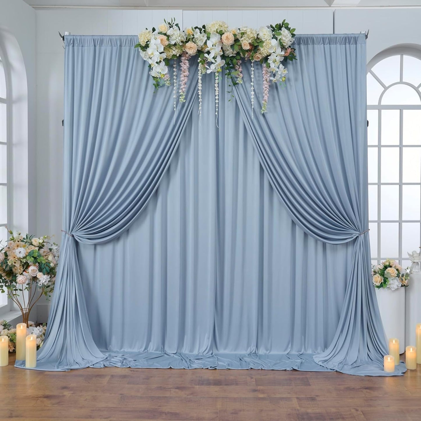 10 ft x 10 ft Wrinkle Free White Backdrop Curtains for Wedding Parties, Polyester Photography Backdrop Drapes for Birthday Parties Stage Backdrop Stand, 2 Panels 5x10FT Background Curtains