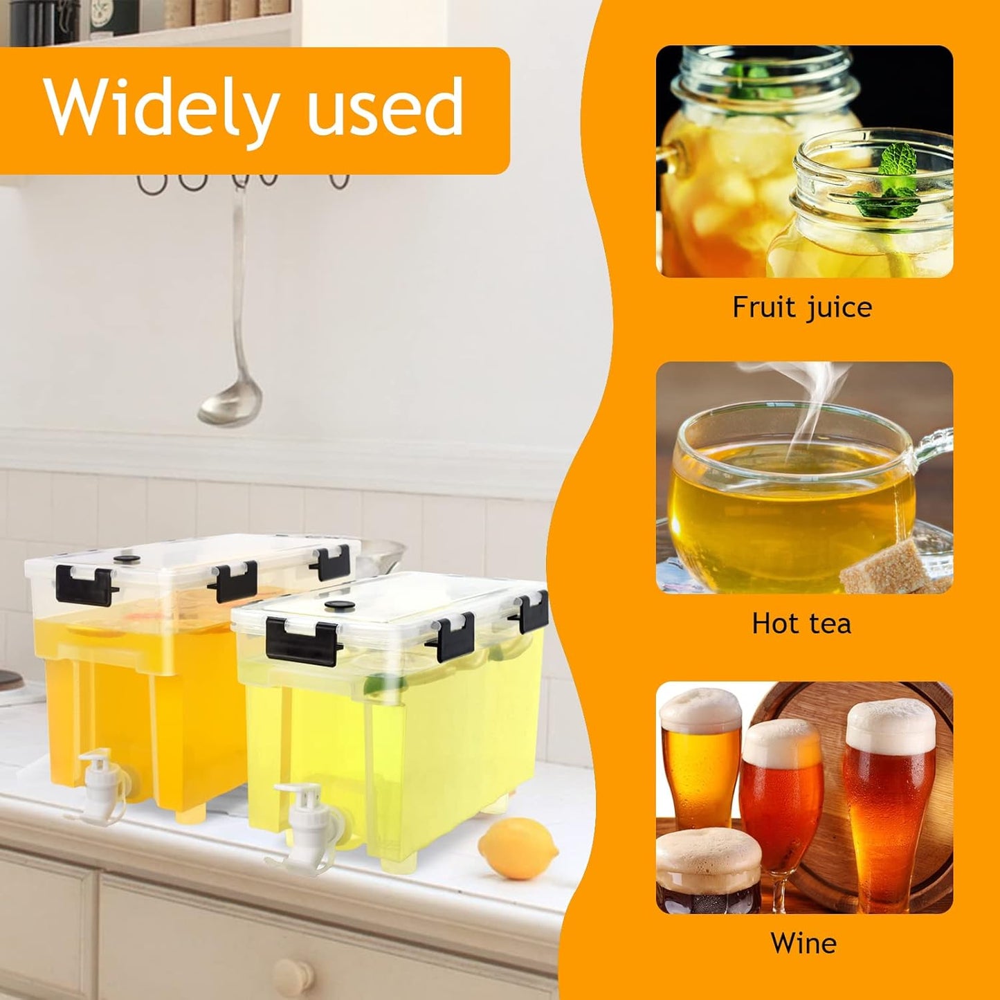 2.5 Gallon Drink Dispenser For Fridge,Beverage Dispenser With Spigot. Milk,Lemonade Dispenser,Juice Containers With Lids For Parties And Dairly Use,100% Sealed And Filter screen（1+1.5）Gallon