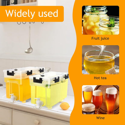 2.5 Gallon Drink Dispenser For Fridge,Beverage Dispenser With Spigot. Milk,Lemonade Dispenser,Juice Containers With Lids For Parties And Dairly Use,100% Sealed And Filter screen（1+1.5）Gallon
