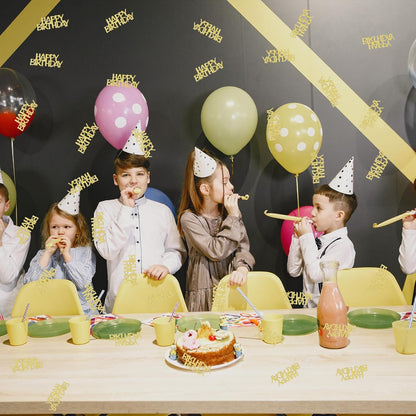 Gold Happy Birthday Confetti, Table Paper Scatter Golden Birthday Decorations for Party (0.03 lbs)