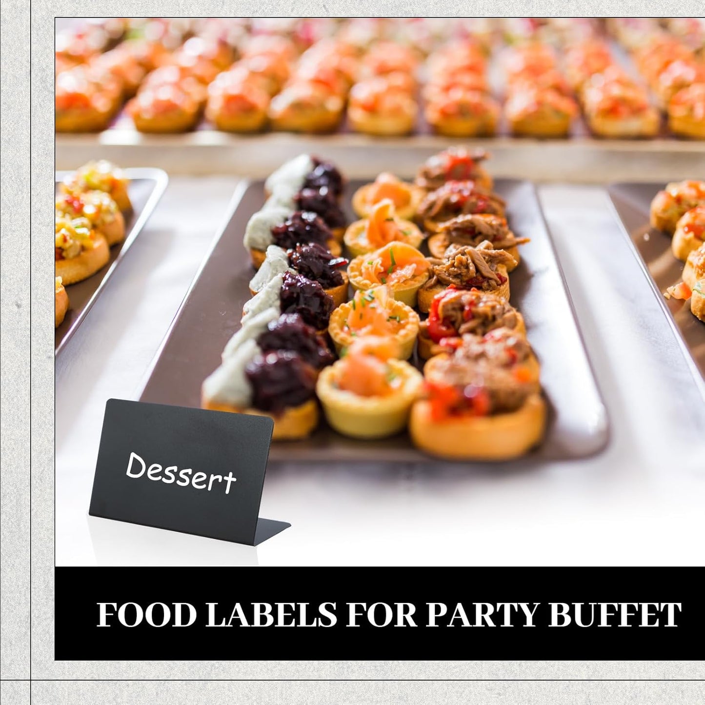 Outus 12 Pcs 4 x 3 Inches Buffet Food Labels Mini Small Chalkboard Signs White Acrylic Food Markers Little Price Signs with 2 Pcs Erasable Marker for Wedding Birthday Bakery Table Display