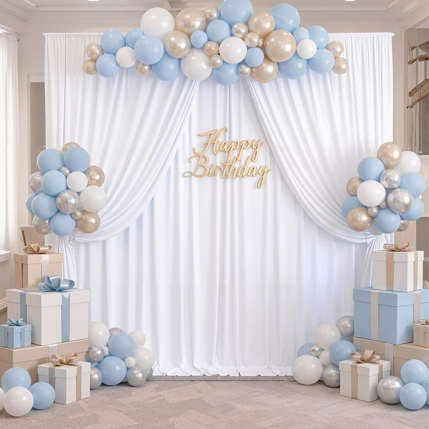 10ftx10ft Black Backdrop Curtains for Weddings Parties, Wrinkle Free 2 Panels Silky Polyester Photo Backdrop Drapes Back Drop Cloth Drapery for Birthday Mother'sDay Photography Background