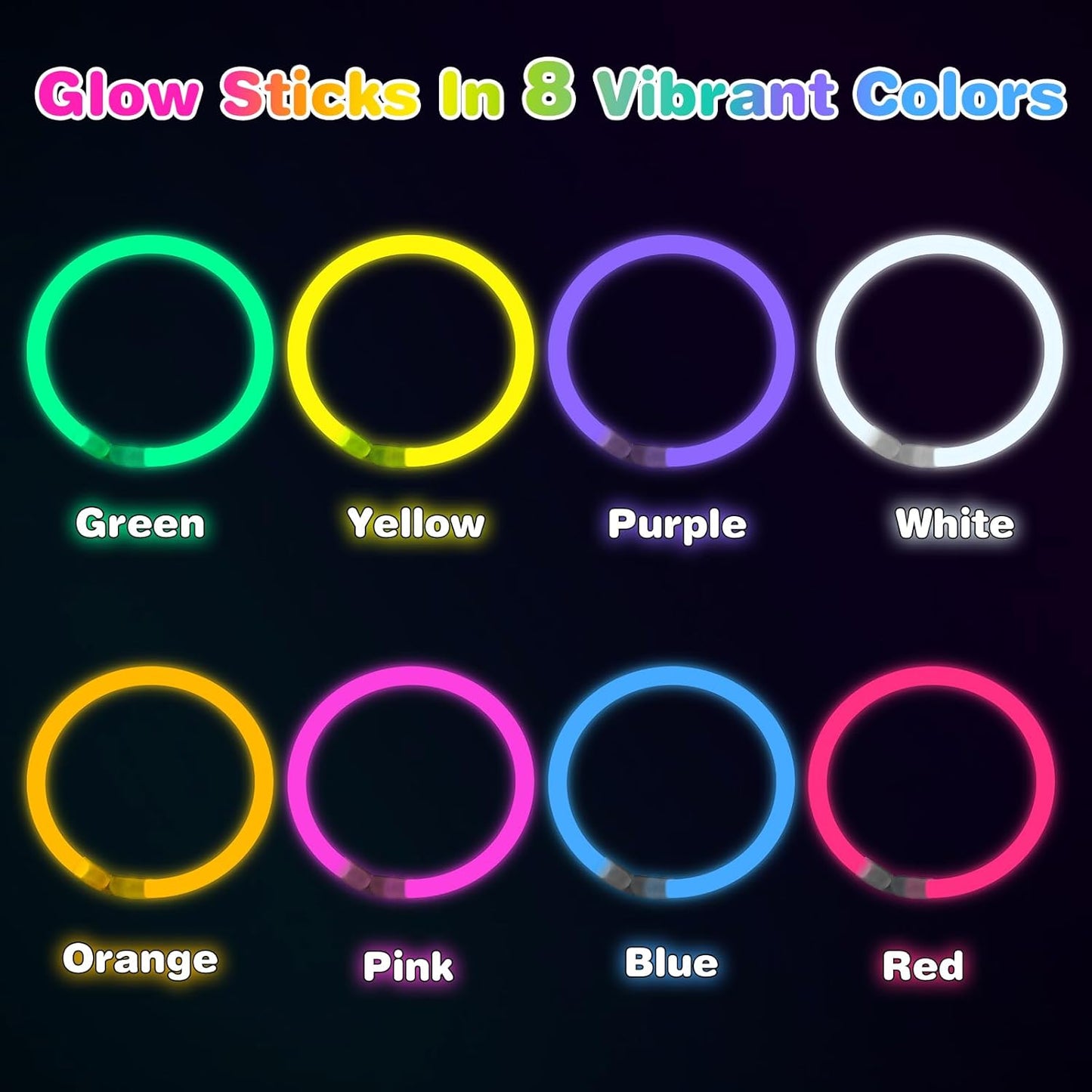 400 Pcs 8 inch Ultra Bright Glow Sticks Bulk Party Favors Pack,Christmas,Easter, Football, Birthday Decorations,Light Up Necklaces and Bracelets with 400 Connectors