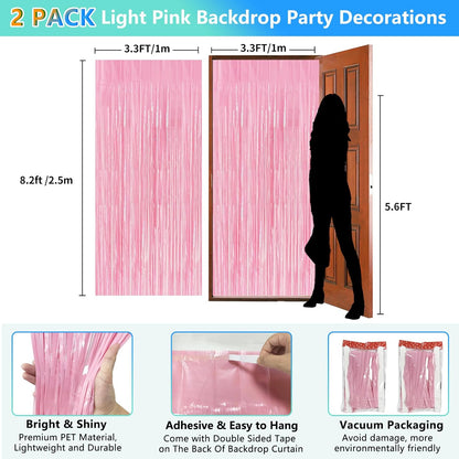 2 Pack Foil Curtain Backdrop Curtains Silver Tinsel Door Streamers Birthday Party Decorations Photo Booth Props for Disco Party Graduation Wedding Baby Shower Bachelorette Christmas Gender Reveal