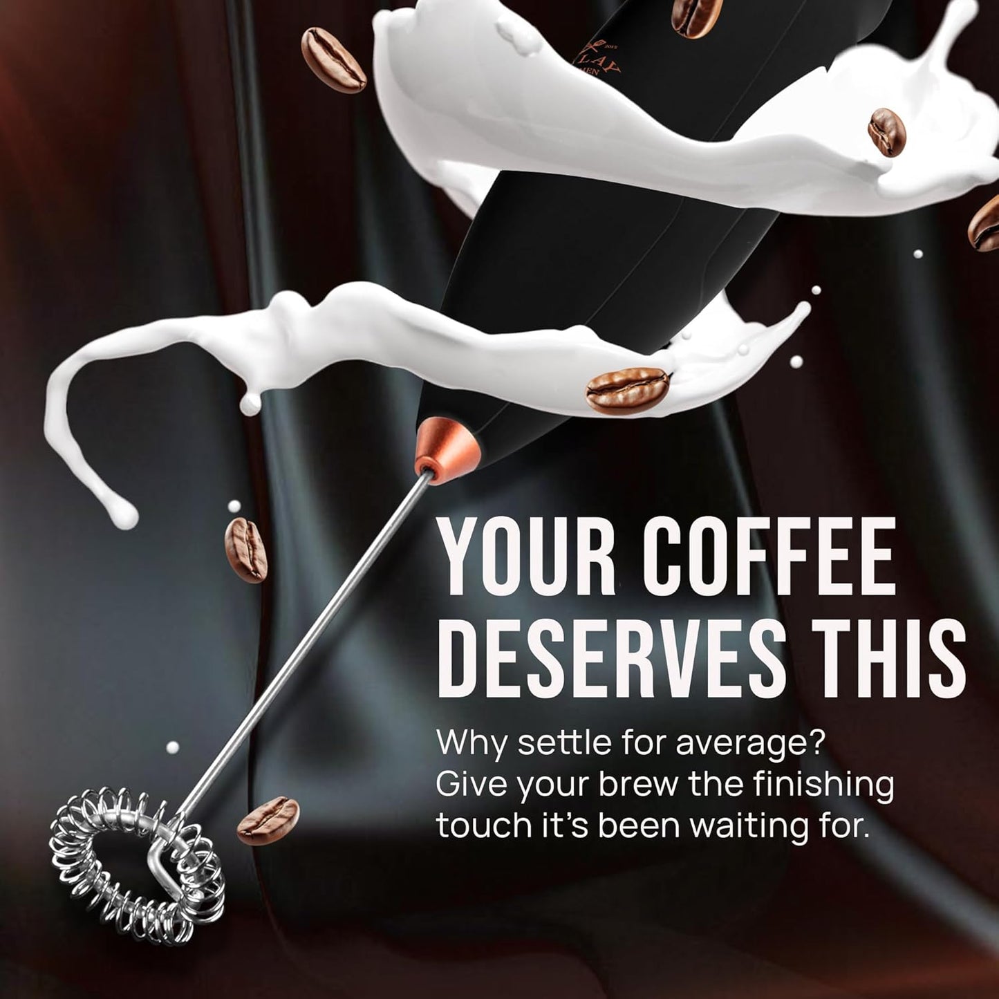 Zulay Kitchen Powerful Milk Frother Wand With Duracell Batteries - Ultra Fast Handheld Drink Mixer - Electric Whisk Foam Maker for Coffee, Lattes, Cappuccino & Matcha - Z1 Motor - Black - Colors B
