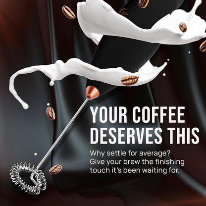 Zulay Kitchen Powerful Milk Frother Wand With Duracell Batteries - Ultra Fast Handheld Drink Mixer - Electric Whisk Foam Maker for Coffee, Lattes, Cappuccino & Matcha - Z1 Motor - Black - Colors B
