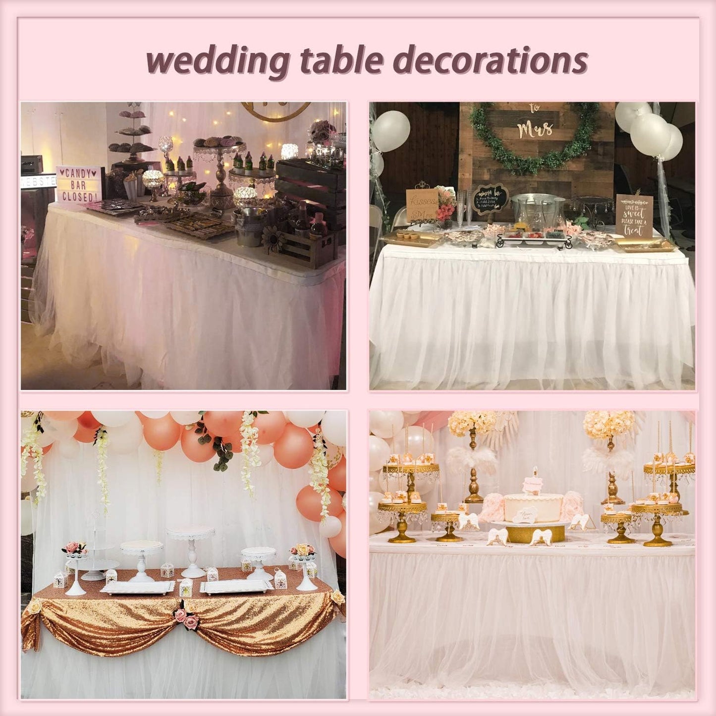 Suppromo 6ft Pink Tulle Table Skirt Baby Shower Tablecloth for Rectangle Tables or Round Tables Pink Ruffle Tutu Table Skirts Desk Skirt for Princess Girls Birthday Party Cake Dessert Decorations