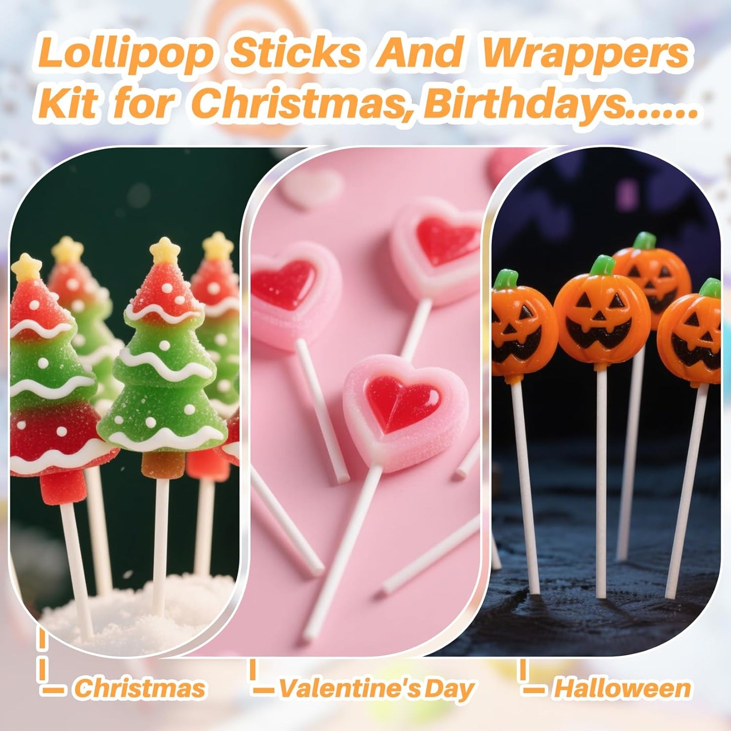 RAINFLOW 600 Pcs Cake Pop Sticks and Wrappers Kit - Lollipop Sticks and Wrappers Including 200ct Cake Pop Stick, 200ct Treat Bags, 200 Pcs Twist Ties for Cakepop, Lollipop, Candy, Chocolate